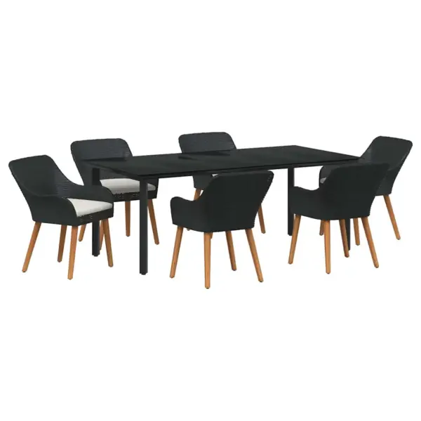 7-osaline must polürotangist aiamööbli komplekt padjadega, laud 200 x 100 cm, 6 tooli - 2
