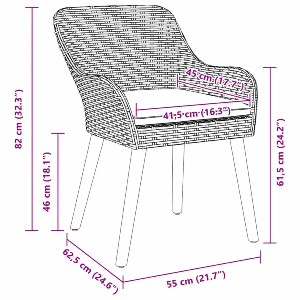 7-osaline must polürotangist aiamööbli komplekt padjadega, laud 200 x 100 cm, 6 tooli - 12