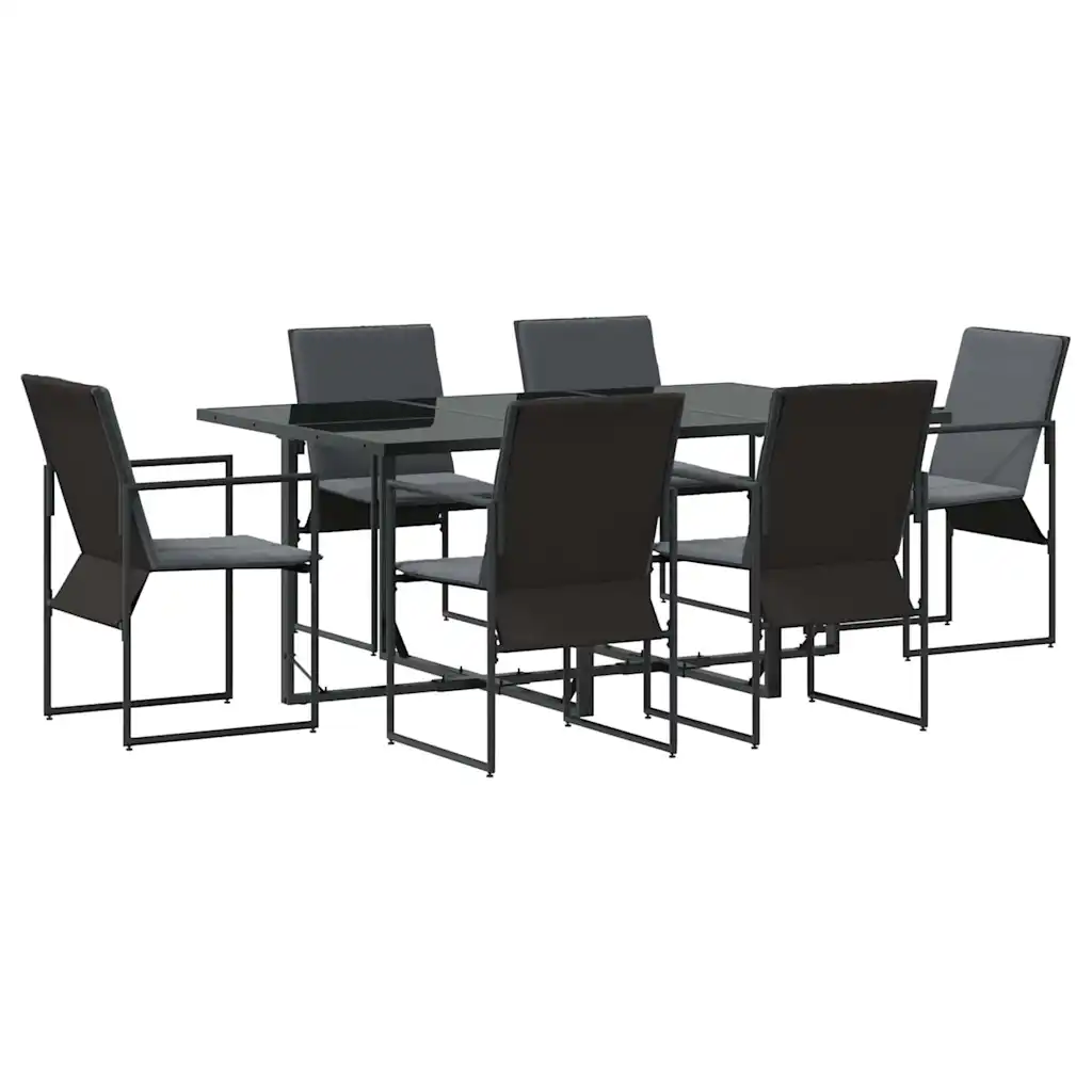 7-osaline aiamööbli komplekt söögilaua ja patjadega, must teras, laud 165 x 107 cm