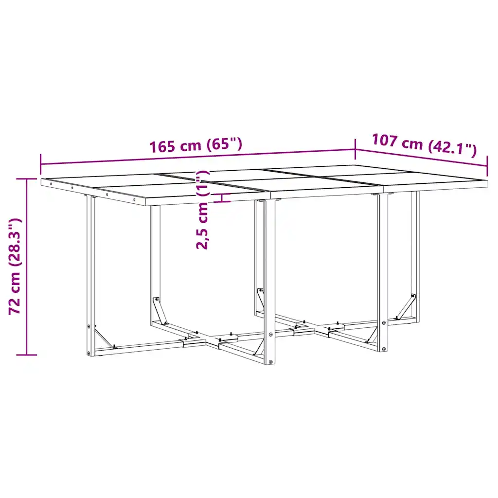 7-osaline aiamööbli komplekt söögilaua ja patjadega, must teras, laud 165 x 107 cm
