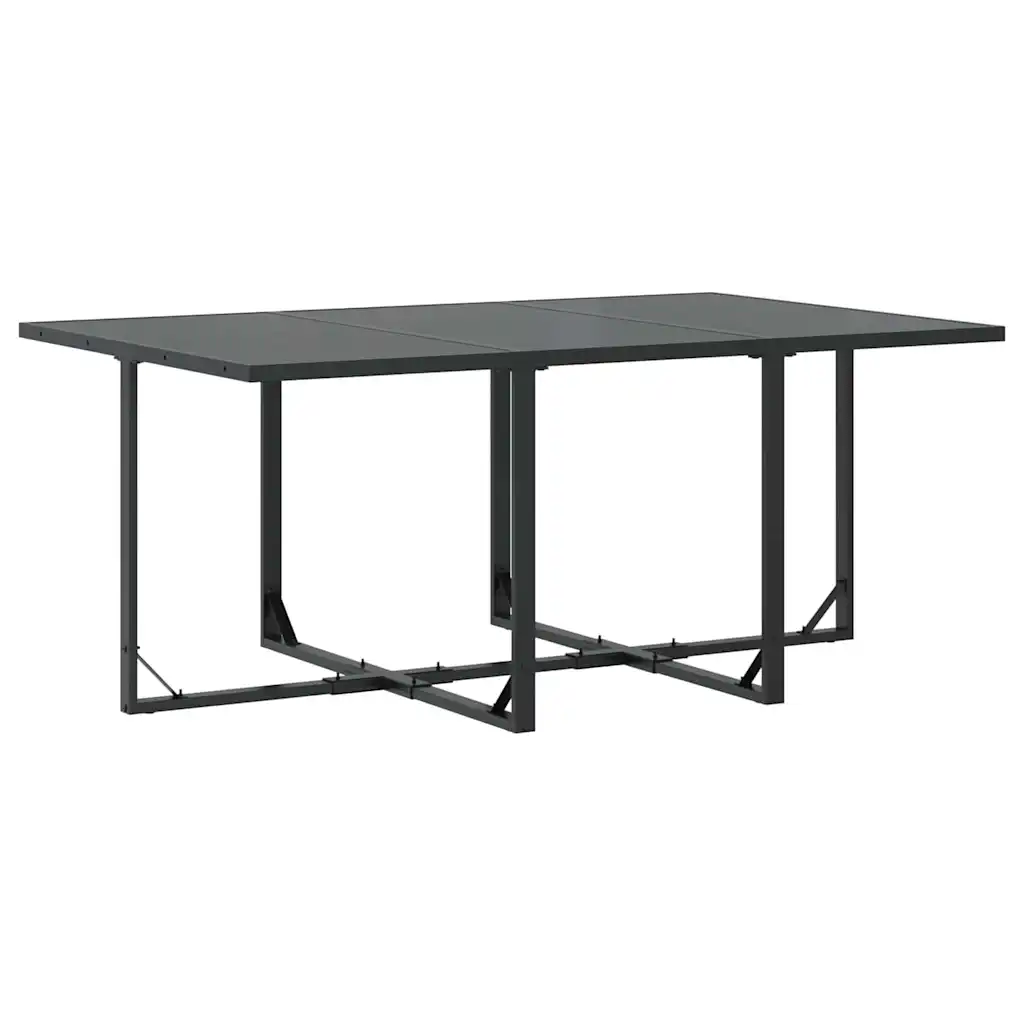 7-osaline aiamööbli komplekt söögilaua ja patjadega, must teras, laud 165 x 107 cm