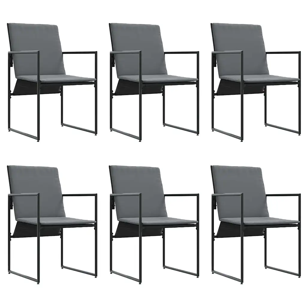 7-osaline aiamööbli komplekt söögilaua ja patjadega, must teras, laud 165 x 107 cm