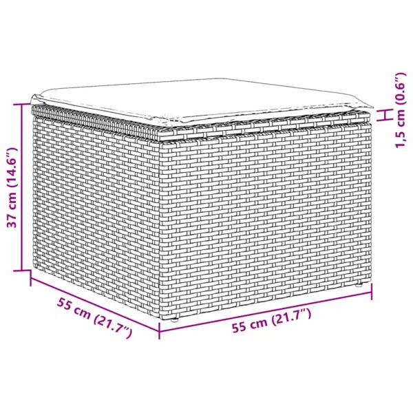 7-osaline helehall polürotangist aiadiivanikomplekt patjadega, modulaarne nurgadiivan, 6 istekohta - 13
