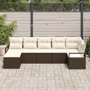 7-osaline modulaarne aiadiivanikomplekt, pruun polürotang, 6 istekohta, 287 x 122 x 85 cm