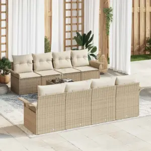 9-osaline modulaarne aiadiivanikomplekt, beež polürotang