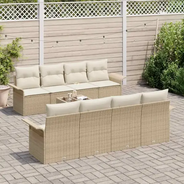 9-osaline modulaarne aiadiivanikomplekt, beež polürotang - 3