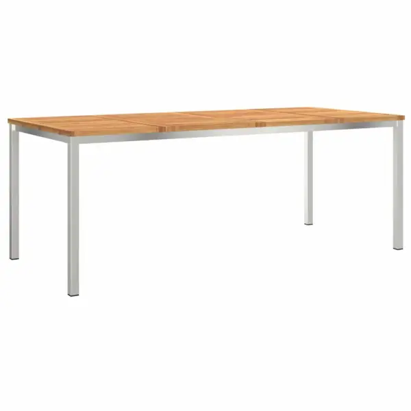 9-osaline aiamööbli komplekt, akaatsiapuidust laud ja 8 tooli, roostevaba terasraam, laud 200 x 90 cm - 5