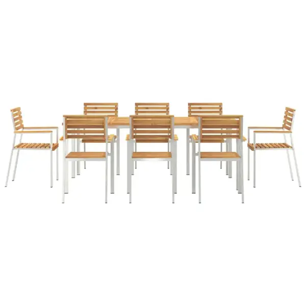9-osaline aiamööbli komplekt, akaatsiapuidust laud ja 8 tooli, roostevaba terasraam, laud 200 x 90 cm - 7