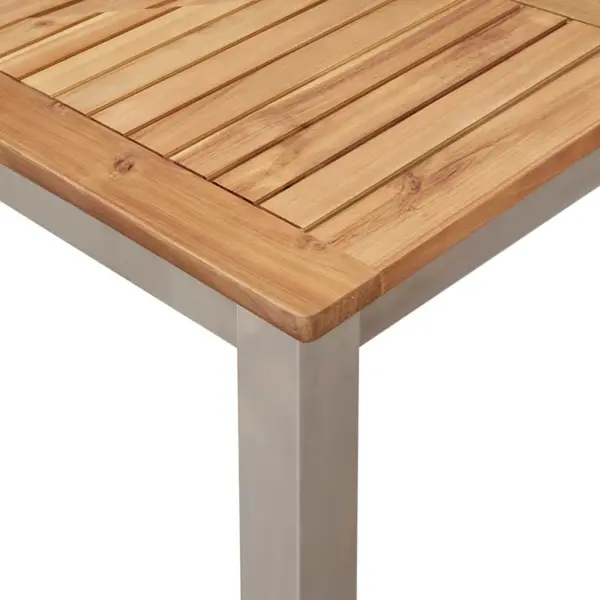 9-osaline aiamööbli komplekt, akaatsiapuidust laud ja 8 tooli, roostevaba terasraam, laud 200 x 90 cm - 9