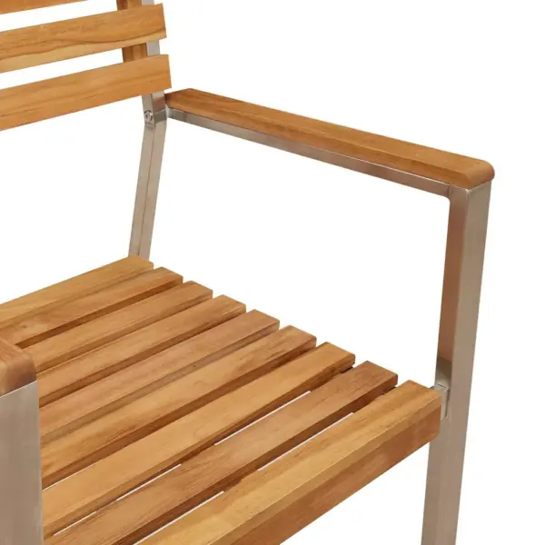 9-osaline aiamööbli komplekt, roostevaba teras ja puit, laud 200 x 90 cm - 11