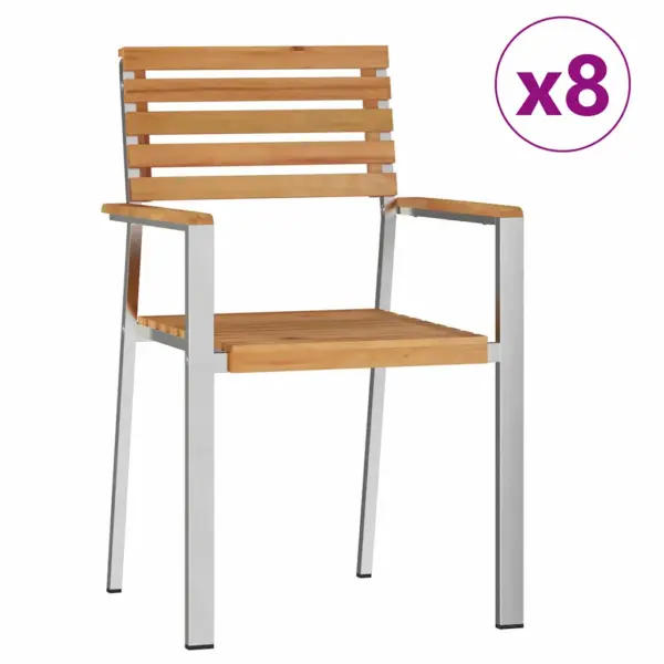 9-osaline aiamööbli komplekt, roostevaba teras ja puit, laud 200 x 90 cm - 6