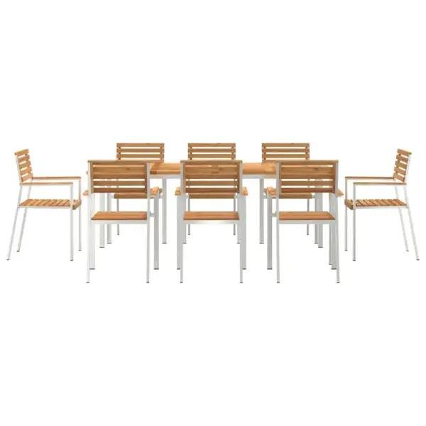 9-osaline aiamööbli komplekt, roostevaba teras ja puit, laud 200 x 90 cm - 7