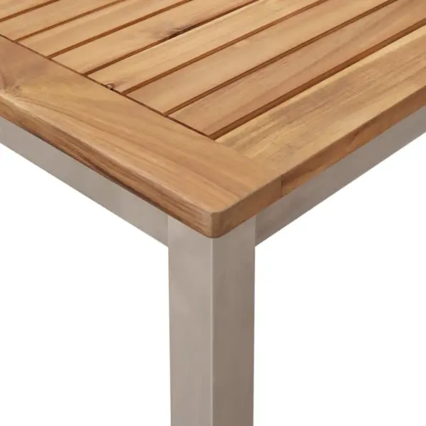9-osaline aiamööbli komplekt, roostevaba teras ja puit, laud 200 x 90 cm - 9
