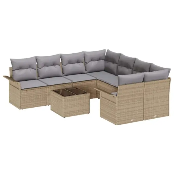 9-osaline modulaarne aiadiivanite komplekt, beež polürotang, 242,5 x 234 x 85 cm - 2