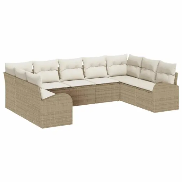 9-osaline modulaarne aiadiivanikomplekt patjadega, beež polürotang - 2