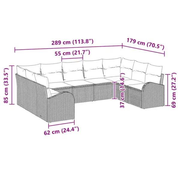 9-osaline modulaarne aiadiivanikomplekt patjadega, beež polürotang - 11
