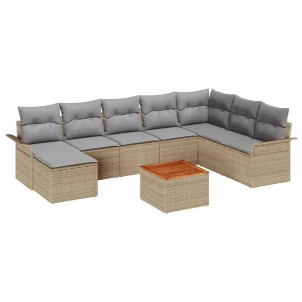 9-osaline aiamööbli komplekt hoiukastidega, beež polürotang, laud 55 x 55 x 37 cm - 2