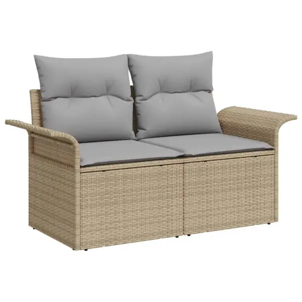 9-osaline aiamööbli komplekt hoiukastidega, beež polürotang, laud 55 x 55 x 37 cm - 4