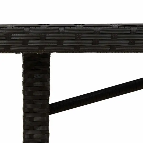 9-osaline aiamööbli komplekt patjadega, must polürotang, laud 190 x 80 cm - 12