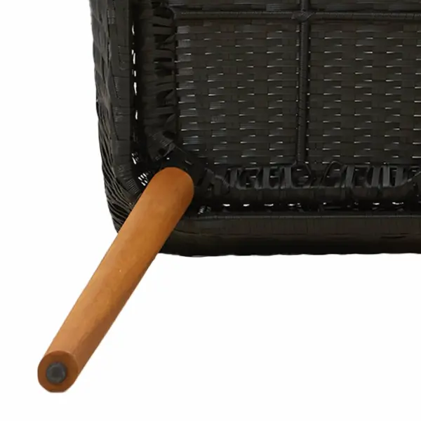 9-osaline aiamööbli komplekt patjadega, must polürotang, laud 190 x 80 cm - 9