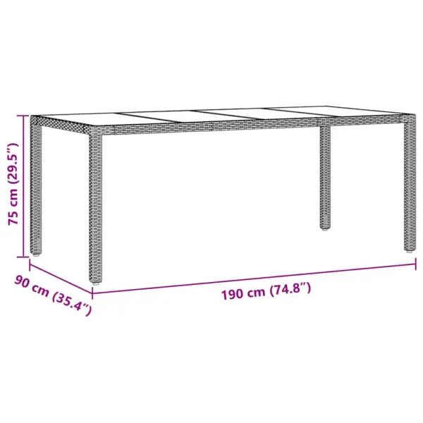 9-osaline mustast polürotangist aiamööbli komplekt, laud 190 x 90 cm, 8 istekohta - 11