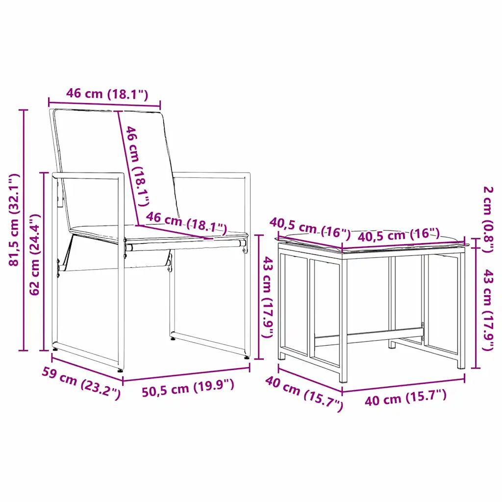 9-osaline mustast terasest aiamööbli komplekt padjadega, laud 110 x 107 cm, 4 tooli ja 4 aiataburetti