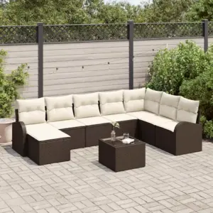 9-osaline modulaarne aiadiivanite komplekt patjadega, pruun polürotang, 8 istekohta