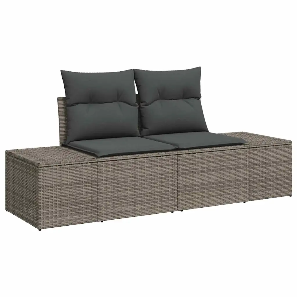 Modulaarne aiamööbli diivanikomplekt patjadega, 10 istekohta, hall polürotang, 344 x 209 x 69 cm