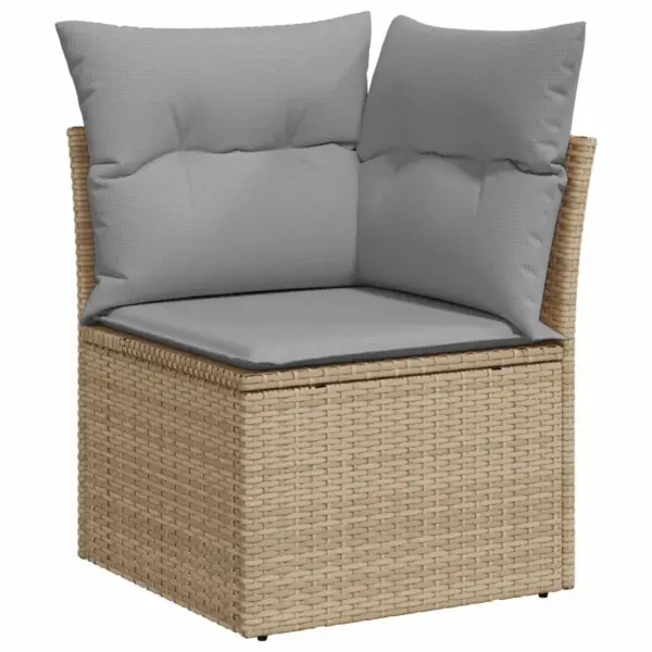 Modulaarne aia diivanikomplekt patjadega, 4-kohaline, beež polürotang, laud 55 x 55 x 37 cm - 7