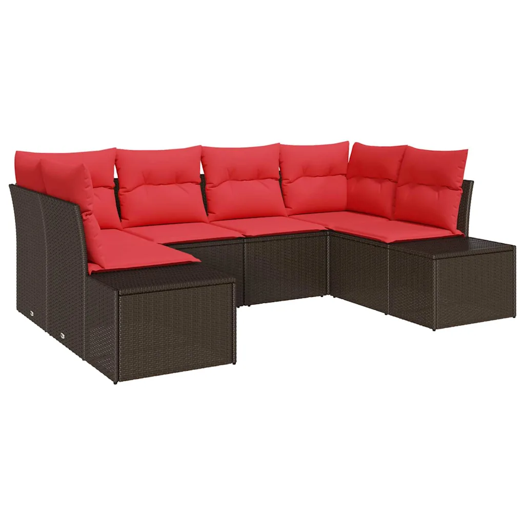 Modulaarne aiamööbli diivanikomplekt patjadega, 6 istekohta, pruun polürotang, 234 x 154 x 69 cm