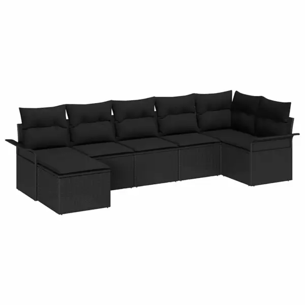 Aia nurgadiivanikomplekt patjadega, 7-osaline, must polürotang, modulaarne, 297 x 132,5 x 85 cm - 2