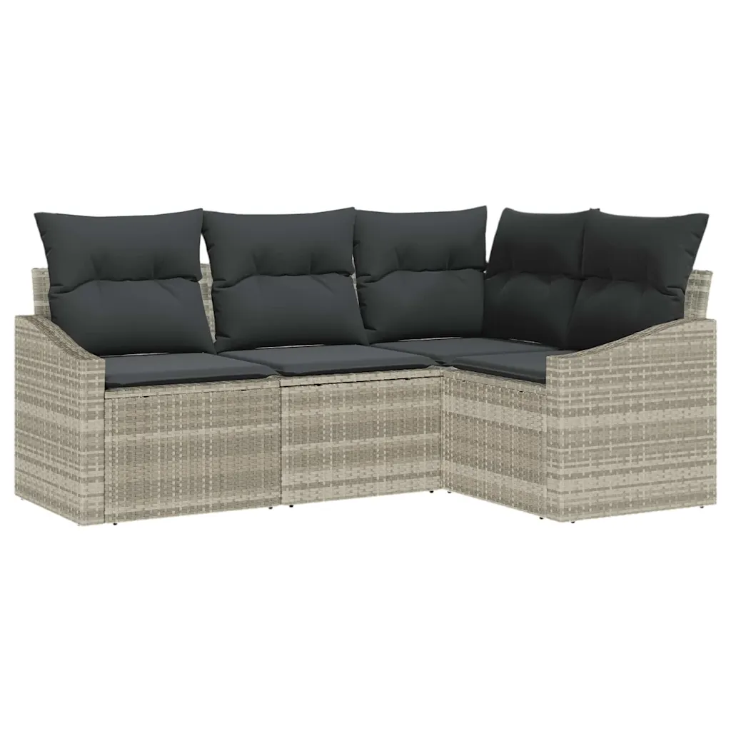 Modulaarne aiadiivanikomplekt patjadega, helehall polürotang, 4 osa, 5 istekohta