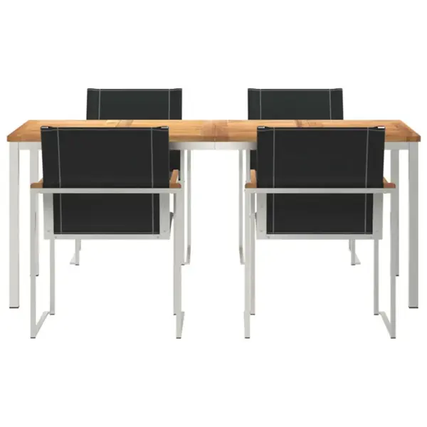 5-osaline aiamööbli komplekt akaatsiapuidust lauaga, roostevaba teras, 1 laud + 4 tooli, laud 180 x 90 cm - 7
