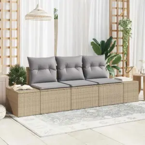 3-osaline modulaarne aiamööbli diivanikomplekt patjadega, beež polürotang, 3 istekohta, 239 x 62 x 85 cm