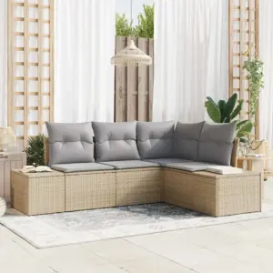 Modulaarne aiadiivanikomplekt, 4-osaline, beež polürotang, 209 x 154 x 85 cm
