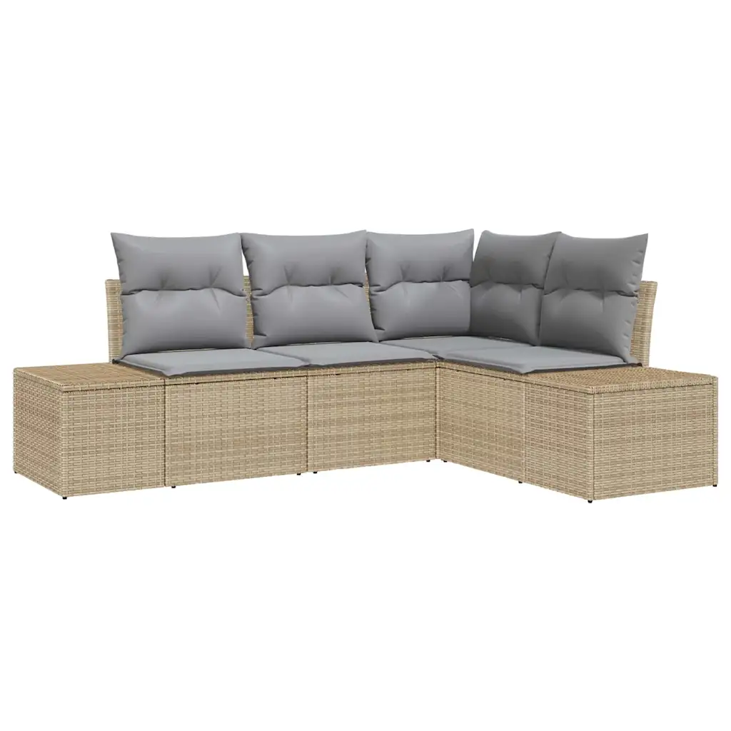 Modulaarne aiadiivanikomplekt, 4-osaline, beež polürotang, 209 x 154 x 85 cm