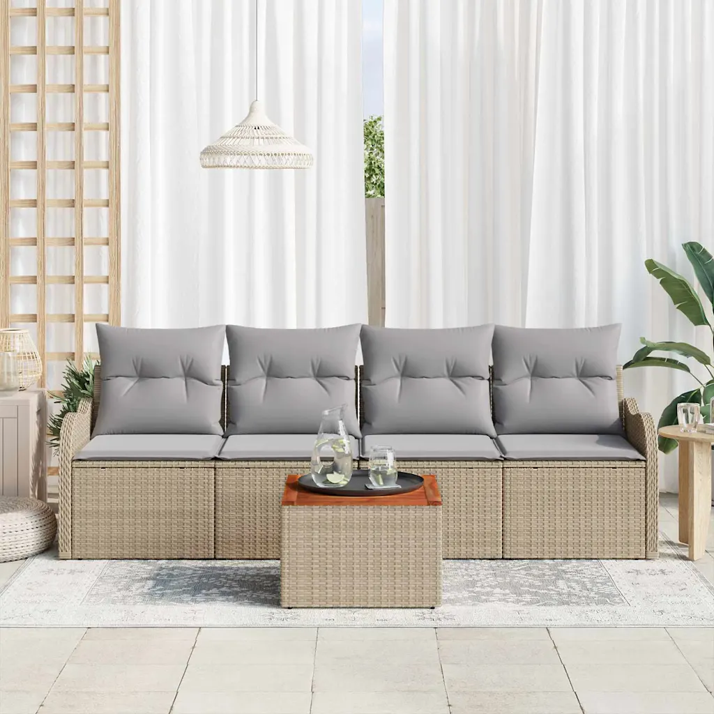 Modulaarne aiadiivanikomplekt patjadega, 5-osaline, beež polürotang, 4 istekohta