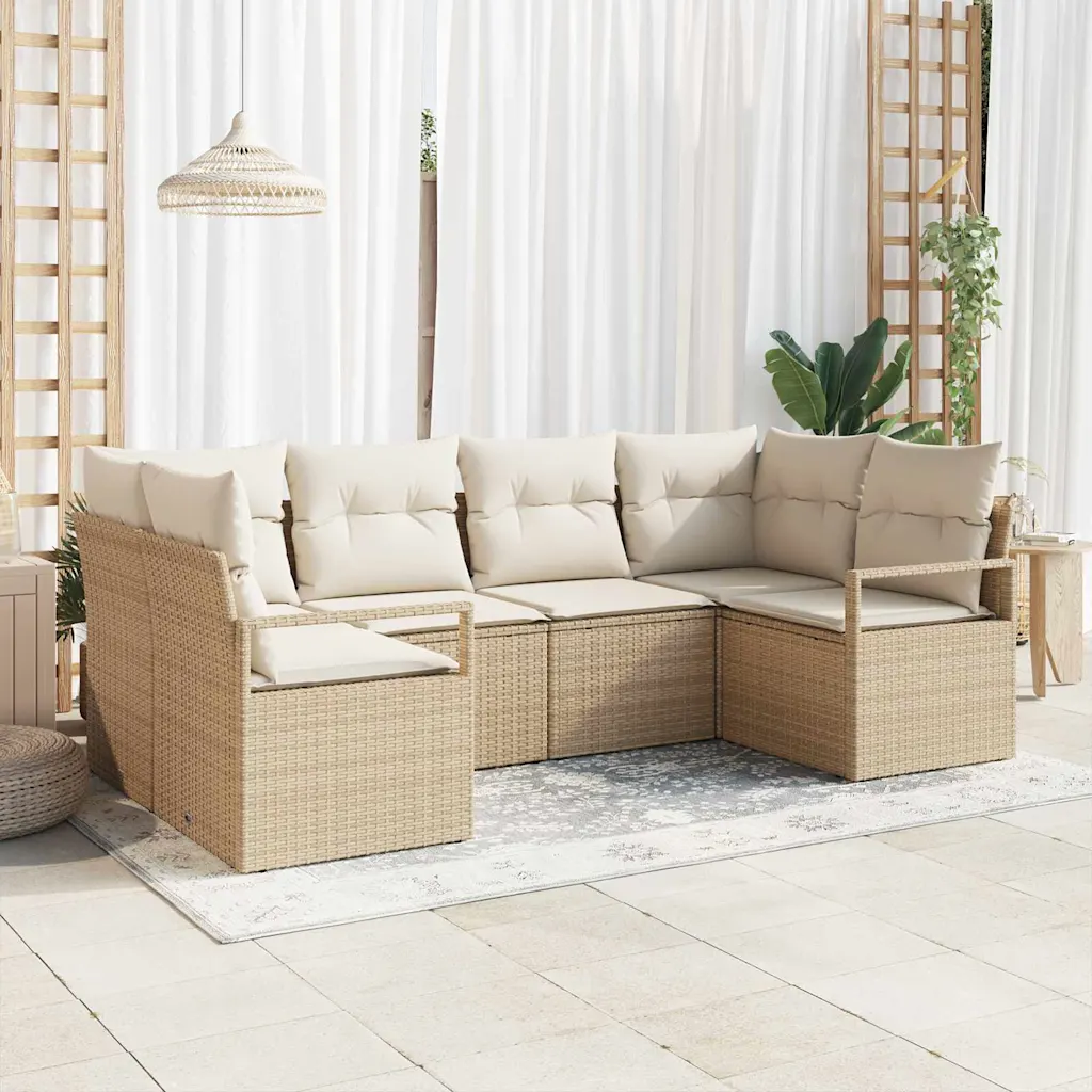 Modulaarne aiadiivanikomplekt patjadega, 6-osaline, beež polürotang