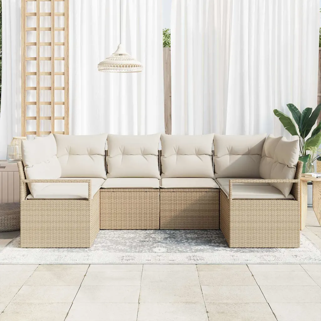 Modulaarne aiadiivanikomplekt patjadega, 6-osaline, beež polürotang
