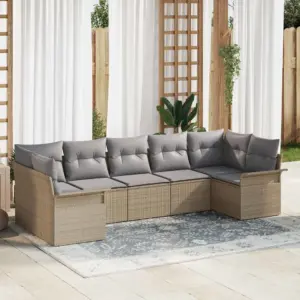 7-osaline beež polürotangist modulaarne aiadiivanikomplekt patjadega
