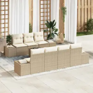 8-osaline modulaarne aiadiivanikomplekt patjadega, beež polürotang