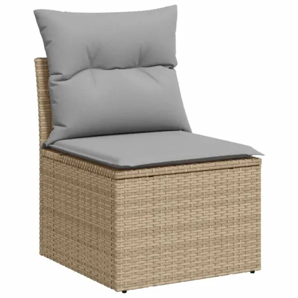 Modulaarne 9-osaline aiamööbli diivanikomplekt patjadega, beež polürotang - 4