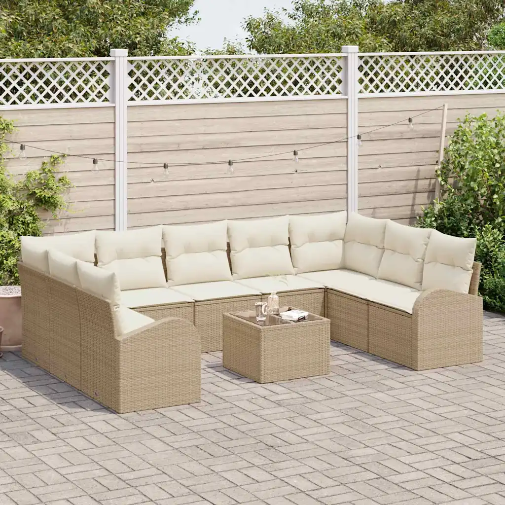 Modulaarne aiadiivanikomplekt patjadega, 10 osa, beež polürotang, 9 istekohaga