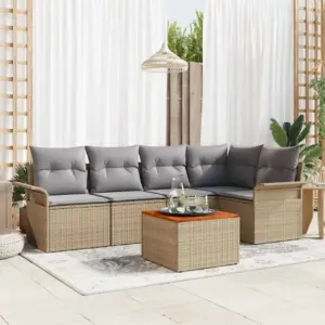 Modulaarne aiadiivanikomplekt patjadega, 6-osaline, beež polürotang, 5 istekohaga
