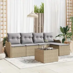 Modulaarne aiadiivanikomplekt polürotangist, beež, 5 istekohta