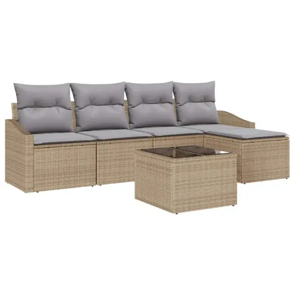 Modulaarne polürotangist aiadiivanikomplekt patjadega, 6 osa, beež, 4 istekohta, 233 x 117 x 85 cm - 2