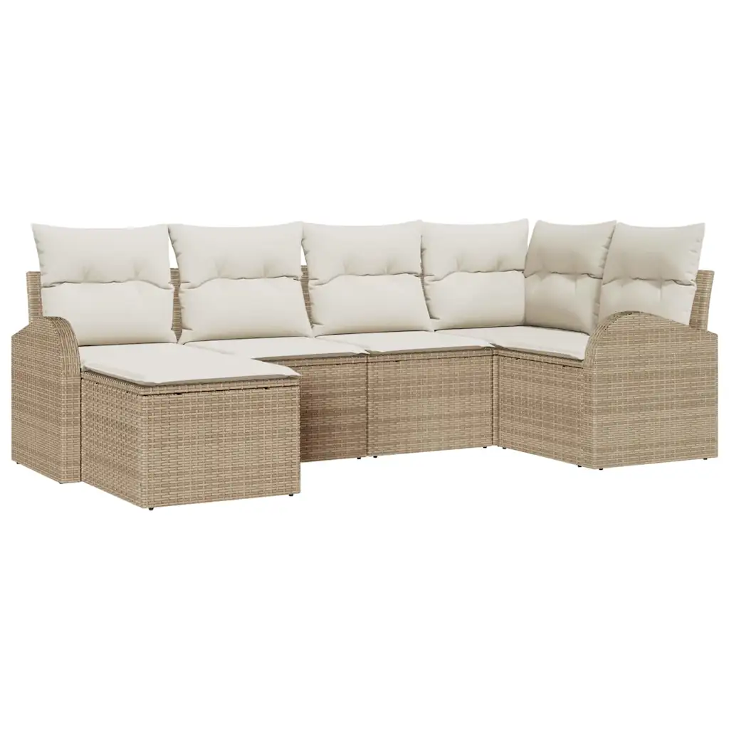 Aiamööbli diivanikomplekt, 6-osaline, beež polürotang, modulaarne