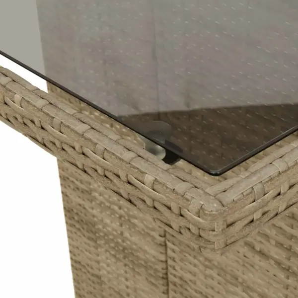 9-osaline beež polürotangist aiamööbli komplekt istmepatjadega, laud 190 x 80 cm - 11
