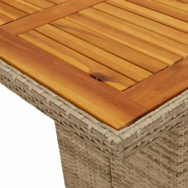 9-osaline beež polürotangist aiamööbli komplekt patjadega, laud 190 x 80 cm - 11