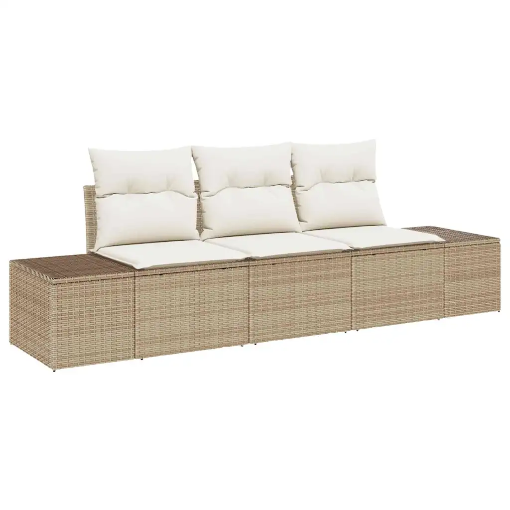 Modulaarne aiamööbli diivanikomplekt panipaigaga, 3-kohaline, beež polürotang